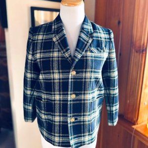 ROBERTA di CAMERINO Junior Boy’s Blue Green White Plaid Tartan Jacket - 8-10